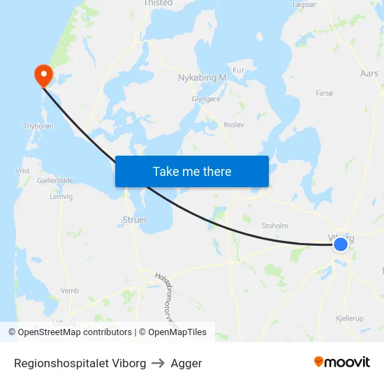 Regionshospitalet Viborg to Agger map