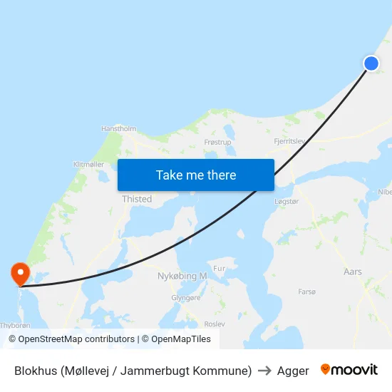 Blokhus (Møllevej / Jammerbugt Kommune) to Agger map