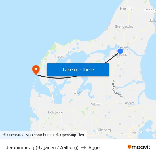 Jeronimusvej (Bygaden / Aalborg) to Agger map