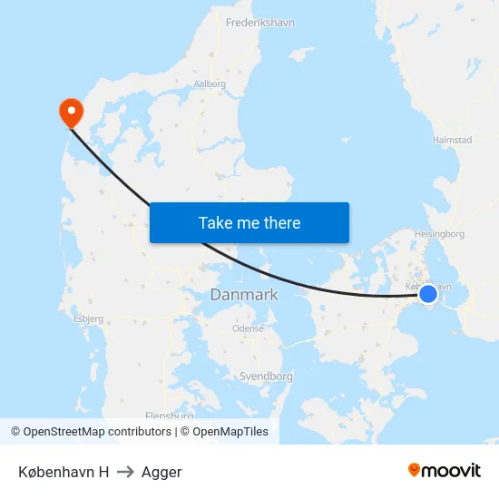 København H to Agger map