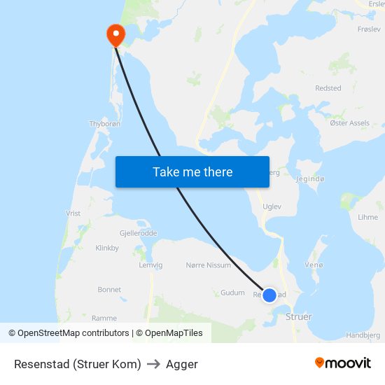 Resenstad (Struer Kom) to Agger map