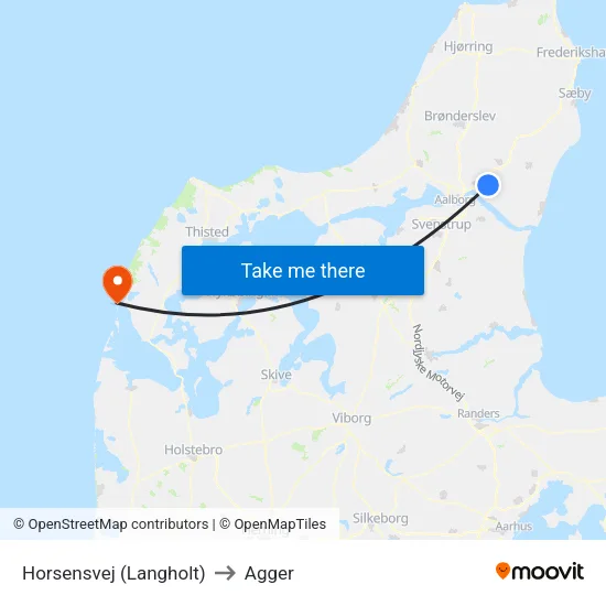 Horsensvej (Langholt) to Agger map