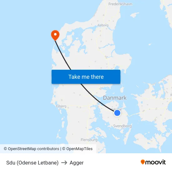 Sdu (Odense Letbane) to Agger map