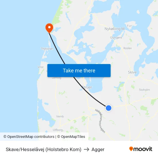Skave/Hesselåvej (Holstebro Kom) to Agger map