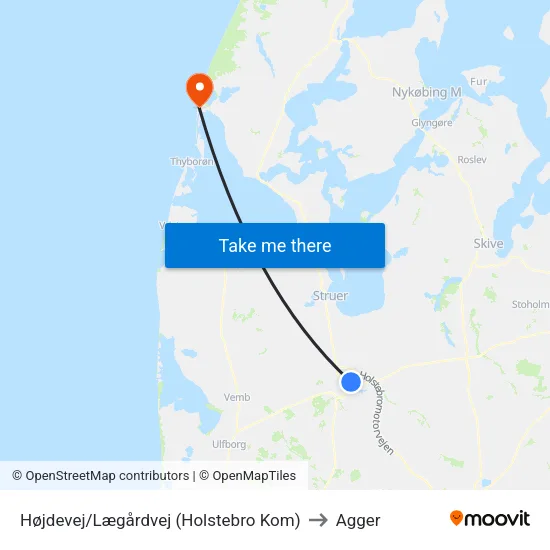 Højdevej/Lægårdvej (Holstebro Kom) to Agger map