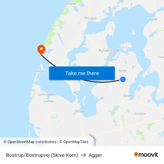 Bostrup/Bostrupvej (Skive Kom) to Agger map