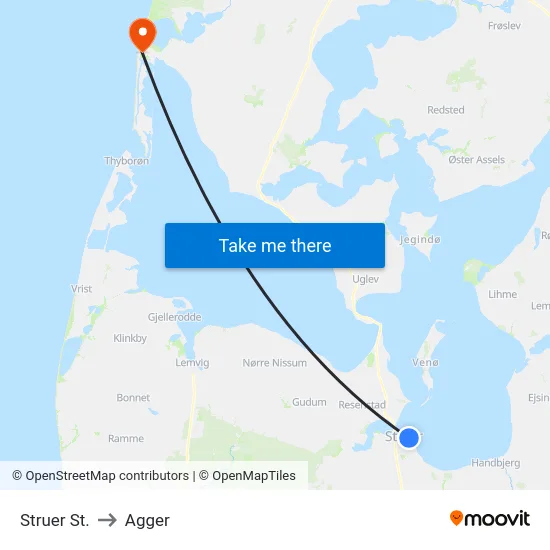 Struer St. to Agger map