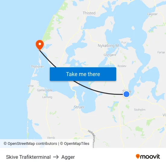 Skive Trafikterminal to Agger map
