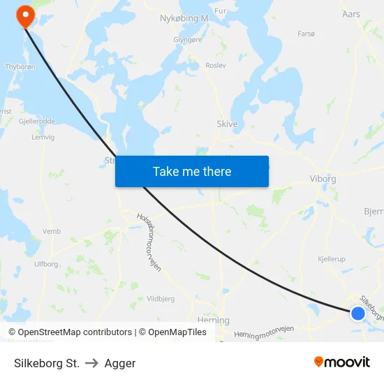 Silkeborg St. to Agger map