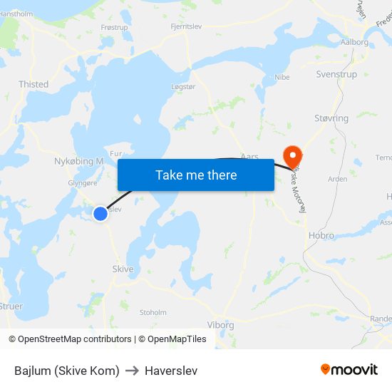 Bajlum (Skive Kom) to Haverslev map