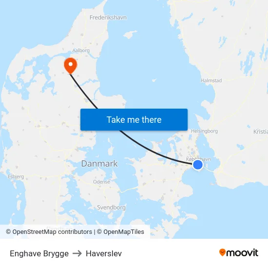 Enghave Brygge to Haverslev map
