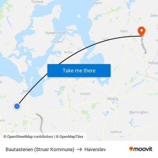 Bautastenen (Struer Kommune) to Haverslev map