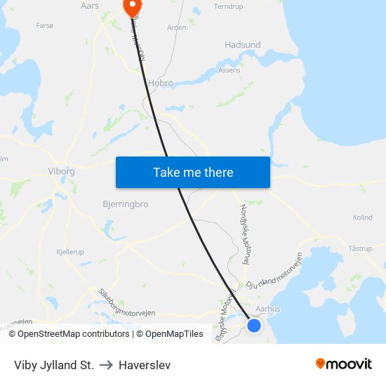 Viby Jylland St. to Haverslev map