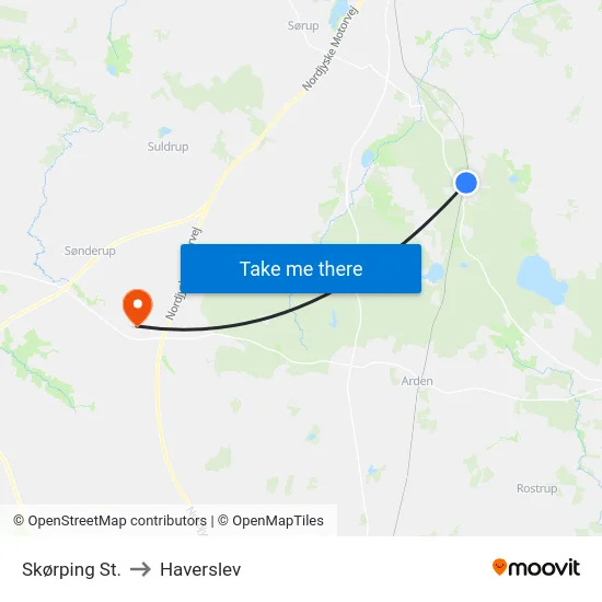 Skørping St. to Haverslev map