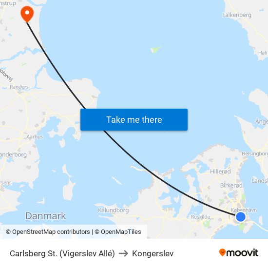 Carlsberg St. (Vigerslev Allé) to Kongerslev map