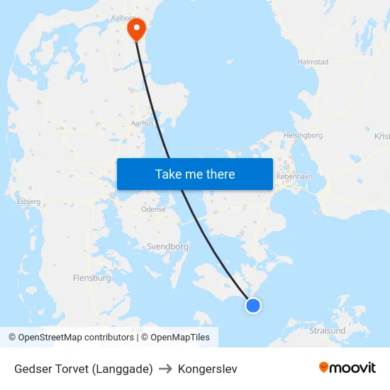 Gedser Torvet (Langgade) to Kongerslev map