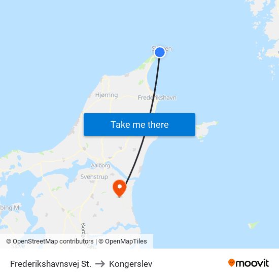Frederikshavnsvej St. to Kongerslev map