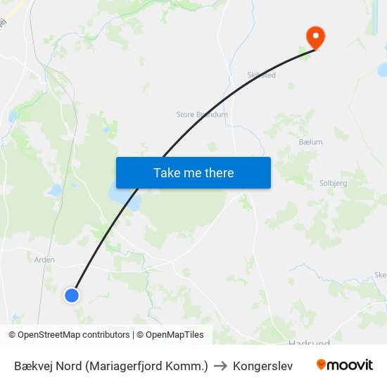 Bækvej Nord (Mariagerfjord Komm.) to Kongerslev map