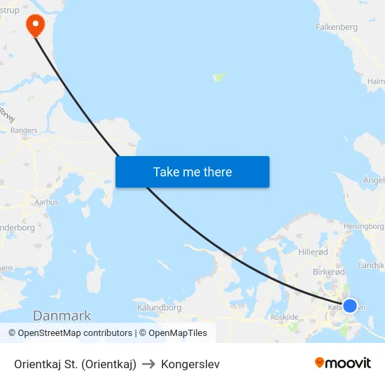 Orientkaj St. (Orientkaj) to Kongerslev map