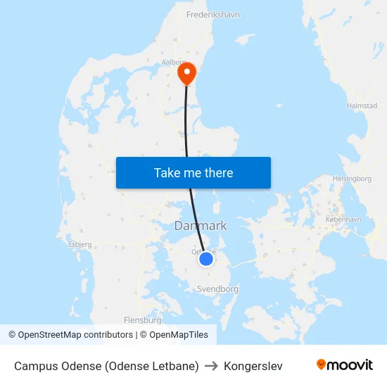 Campus Odense (Odense Letbane) to Kongerslev map