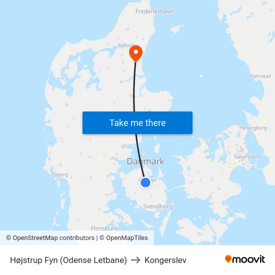 Højstrup Fyn (Odense Letbane) to Kongerslev map
