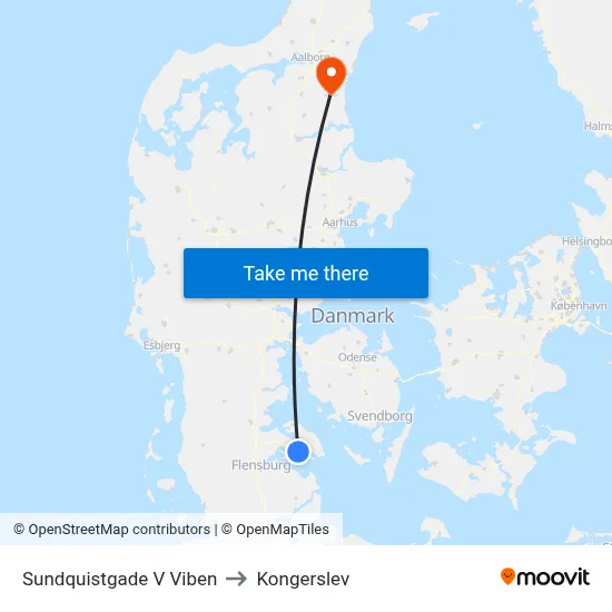 Sundquistgade V Viben to Kongerslev map