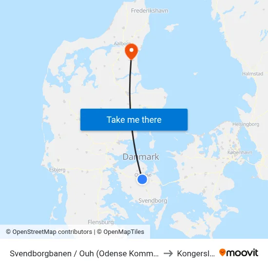 Svendborgbanen / Ouh (Odense Kommune) to Kongerslev map