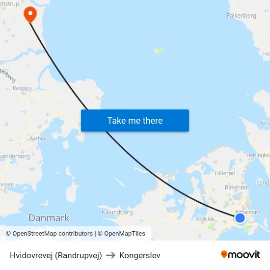Hvidovrevej (Randrupvej) to Kongerslev map