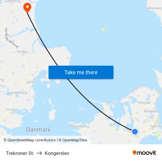 Trekroner St. to Kongerslev map