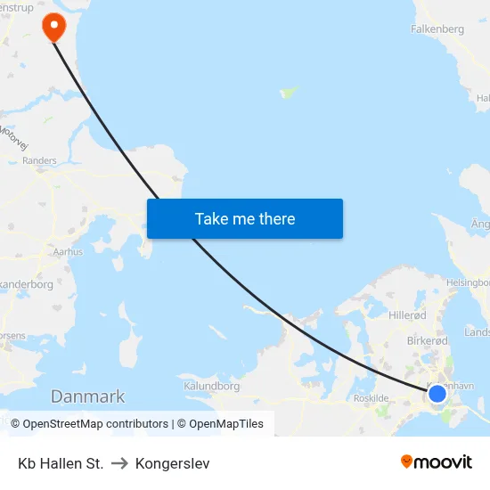 Kb Hallen St. to Kongerslev map