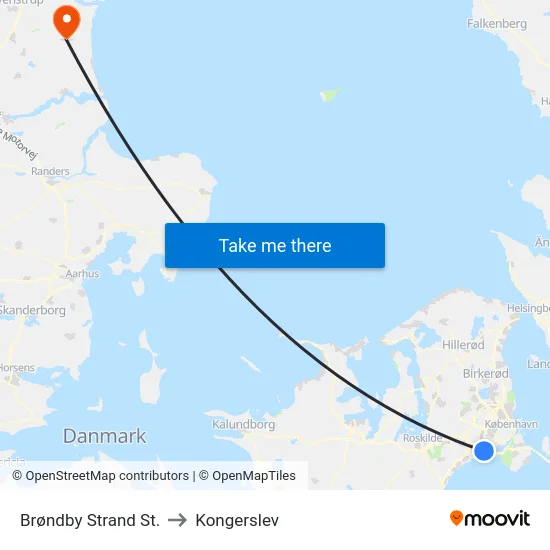 Brøndby Strand St. to Kongerslev map