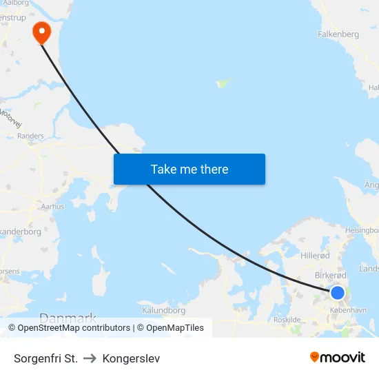 Sorgenfri St. to Kongerslev map