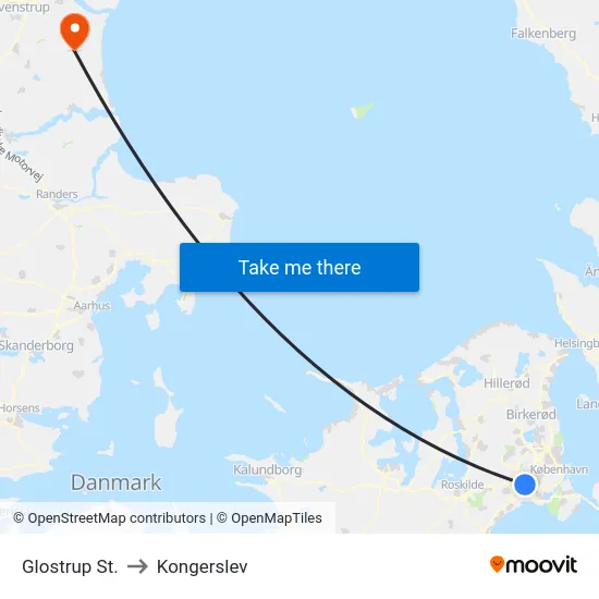 Glostrup St. to Kongerslev map
