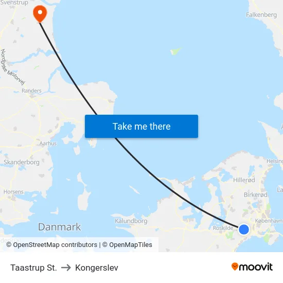 Taastrup St. to Kongerslev map