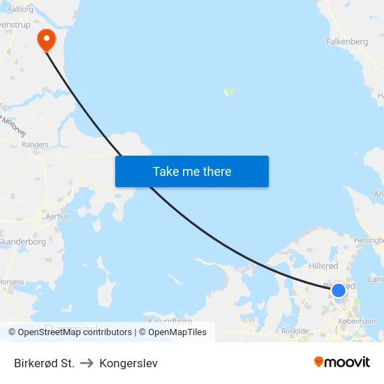 Birkerød St. to Kongerslev map