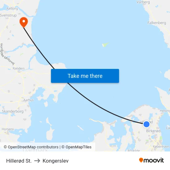 Hillerød St. to Kongerslev map
