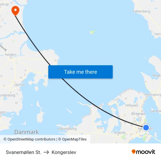 Svanemøllen St. to Kongerslev map