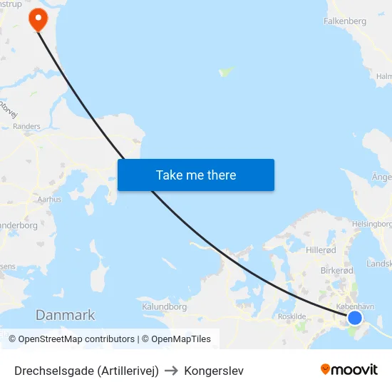 Drechselsgade (Artillerivej) to Kongerslev map