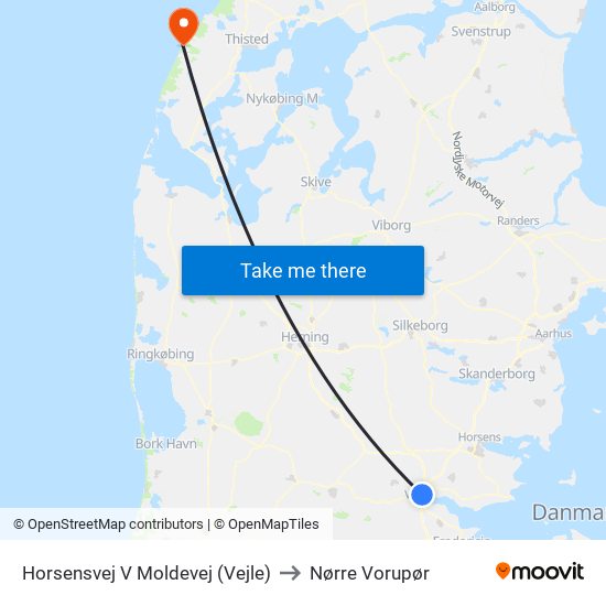 Horsensvej V Moldevej (Vejle) to Nørre Vorupør map