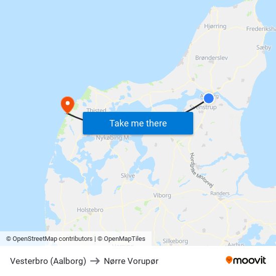 Vesterbro (Aalborg) to Nørre Vorupør map