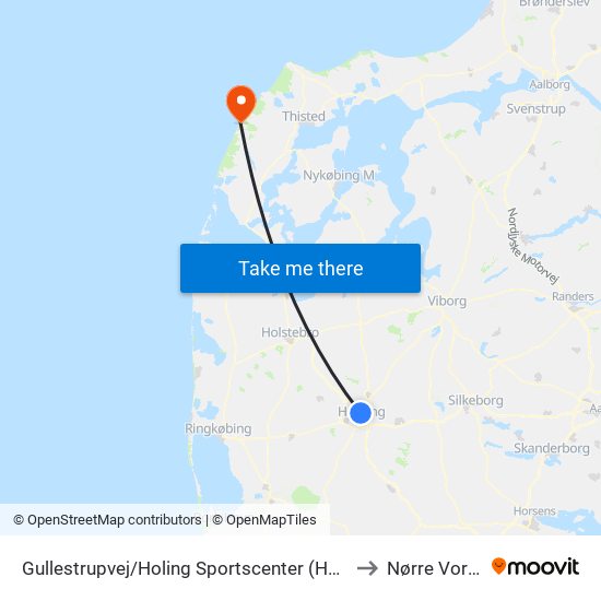 Gullestrupvej/Holing Sportscenter (Herning Kom) to Nørre Vorupør map