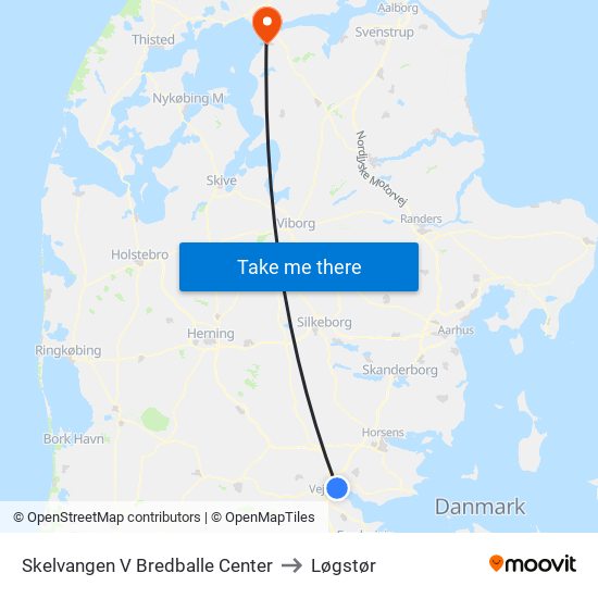 Skelvangen V Bredballe Center to Løgstør map