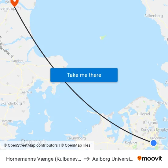 Hornemanns Vænge (Kulbanevej) to Aalborg Universitet map