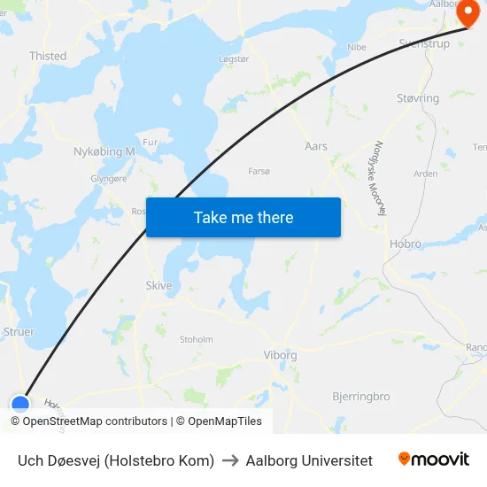 Uch Døesvej (Holstebro Kom) to Aalborg Universitet map