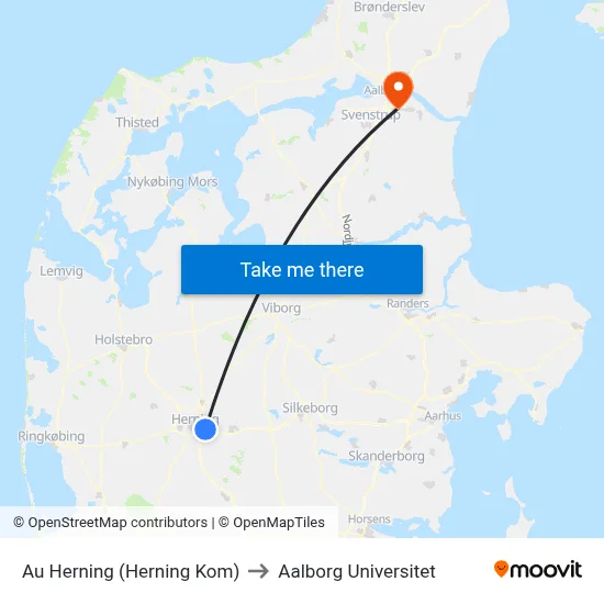 Au Herning (Herning Kom) to Aalborg Universitet map