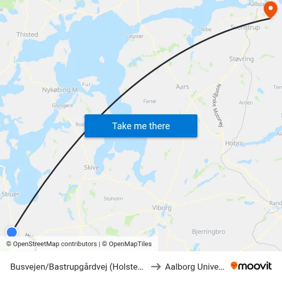 Busvejen/Bastrupgårdvej (Holstebro Kom) to Aalborg Universitet map