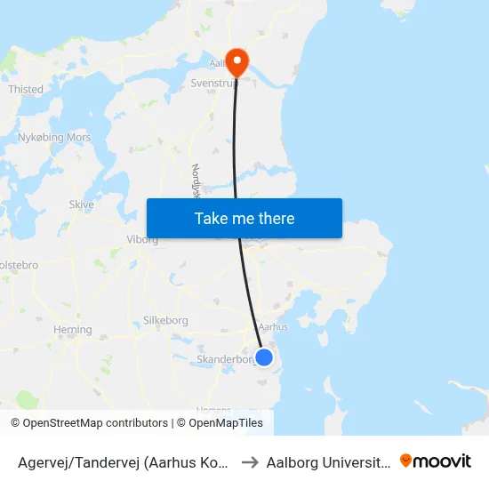 Agervej/Tandervej (Aarhus Kom) to Aalborg Universitet map