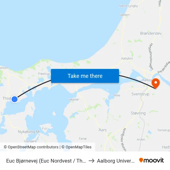 Euc Bjørnevej (Euc Nordvest / Thisted) to Aalborg Universitet map