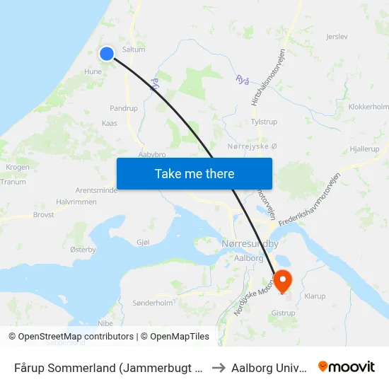Fårup Sommerland (Jammerbugt Kommune) to Aalborg Universitet map