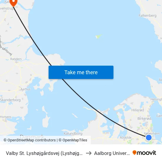 Valby St. Lyshøjgårdsvej (Lyshøjgårdsvej) to Aalborg Universitet map